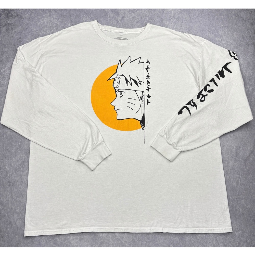 Naruto Shippuden Shirt Mens 2XL White Ripple Junction Anime Long Sleeve Graphic